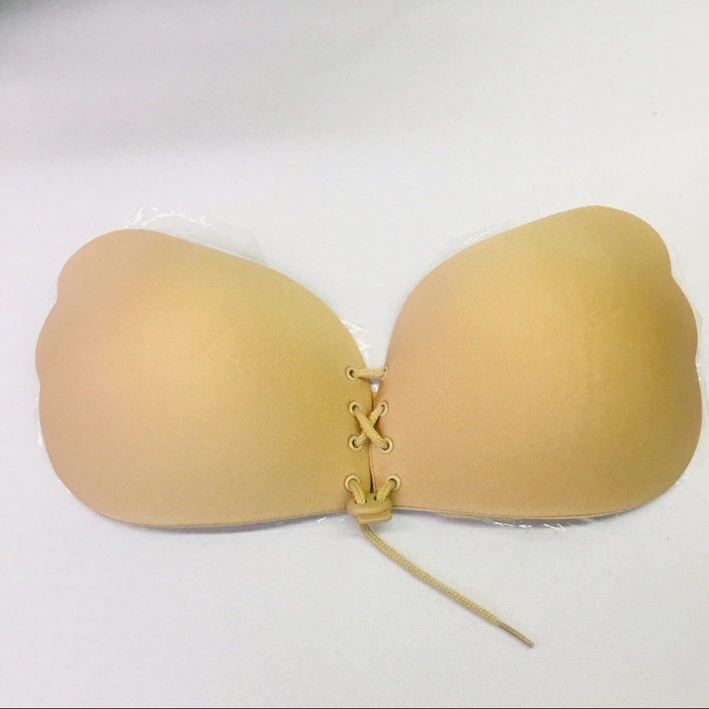 Nude Drawstring Adhesive Strapless Bra